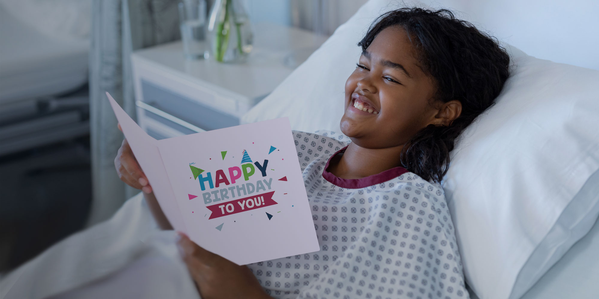 girl with birthday card